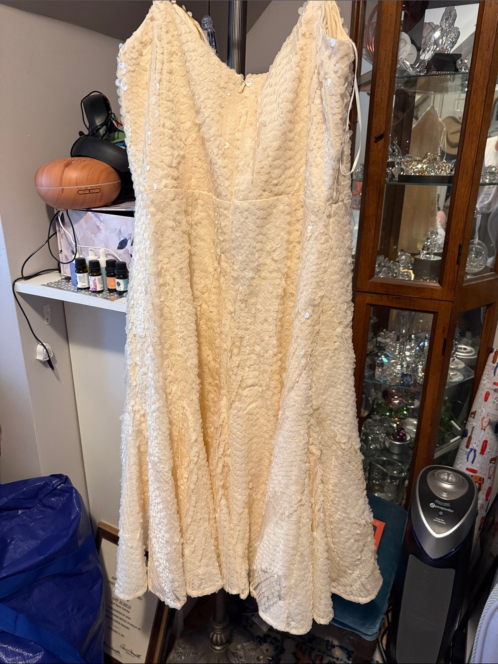Dress the Population Ivory Sequin gown with straps